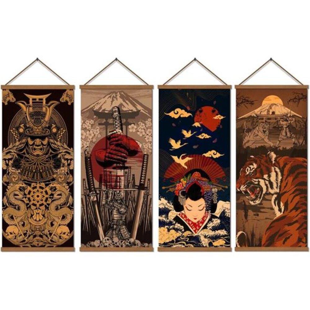 Warrior's Dreams Canvas Wall Art Print Poster Armored Helmet Samurai spirit